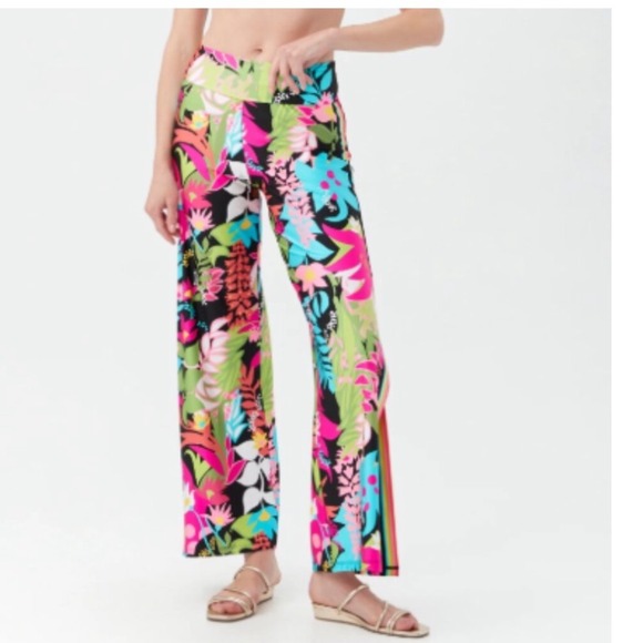 Trina Turk Tiki Floral Swimsuit Cover Up Pants Women's Size XL - Picture 1 of 8